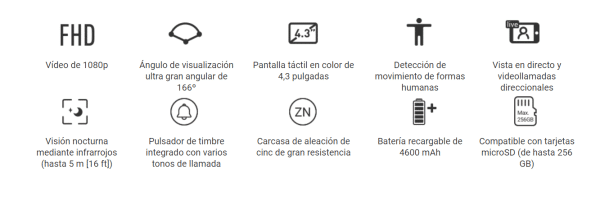 EZVIZ Mirilla Digital de Puerta con Pantalla Táctil a Color de 4.3